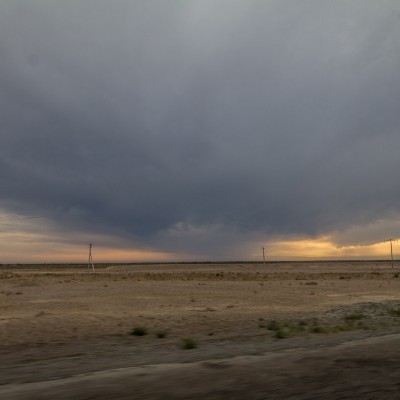 Unwetter auf dem Weg von Khiva nach Nukus