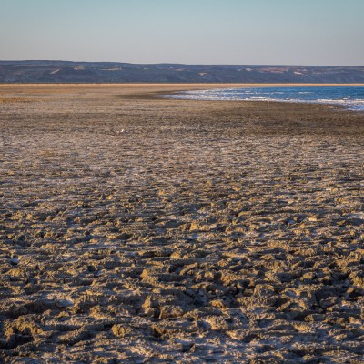 Abenddämmerung am Strand des Aralsees