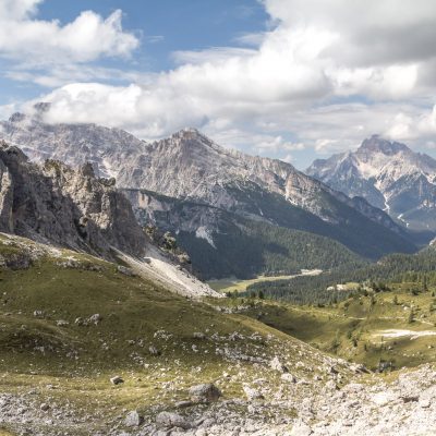 Blick von der Fonda-Savio-Hütte auf den Monte Cristallo