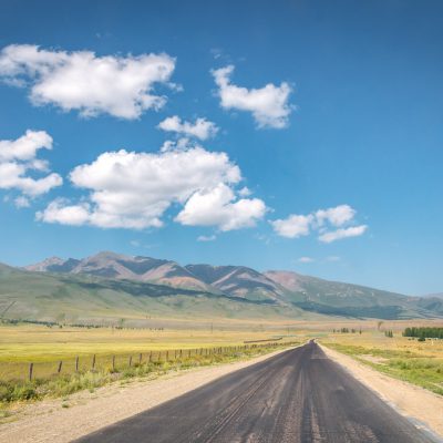 Steppenlandschaft in Richtung Mongolei